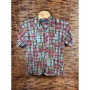 William Murray XL Quilted Plaid Pattern Button Up Golf Shirt